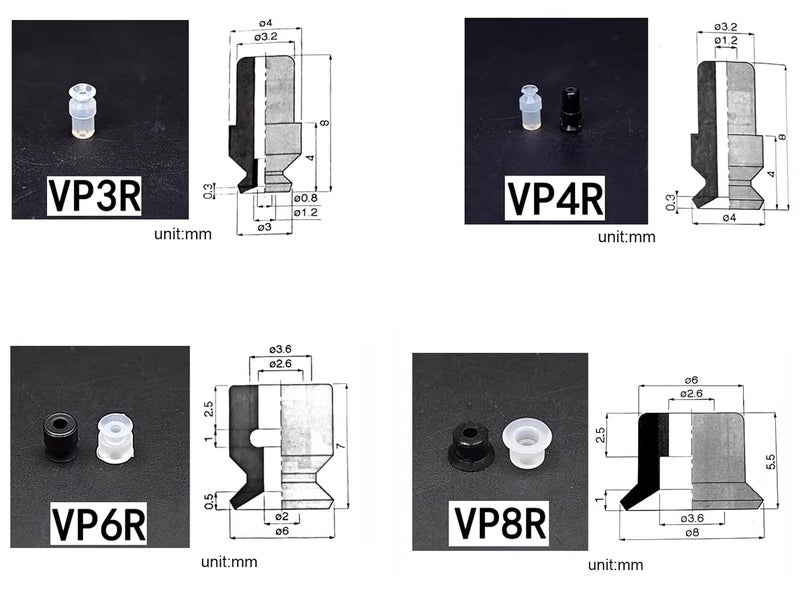 SICOLAS 10 pcs VP Series Silicone Robotic Arm Vacuum Suction Cup,VP-R Single-Layer Vaccum Suction Cup Grip Device (VP4R) - Image 2